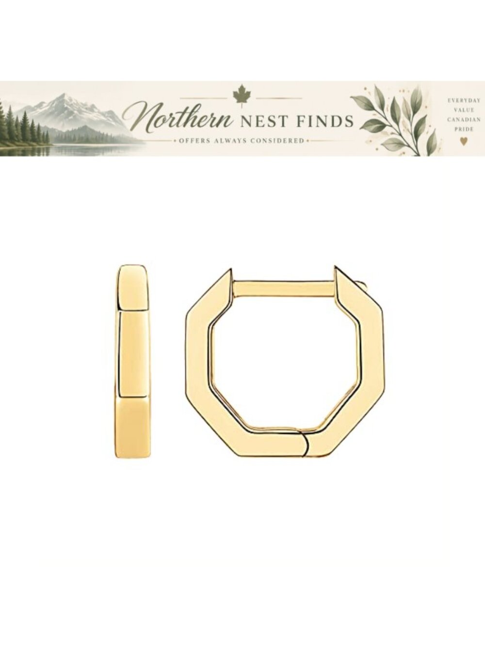 14K Gold Plated Chunky Huggie Hoop Earrings 925 Sterling Silver Posts
